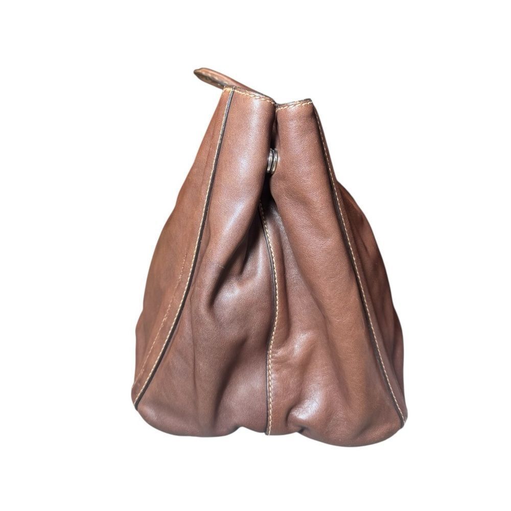 PRADA Nocciolo Brown Soft Calfskin Leather Large Satchel Tote Bag Auth - Picture 3 of 16